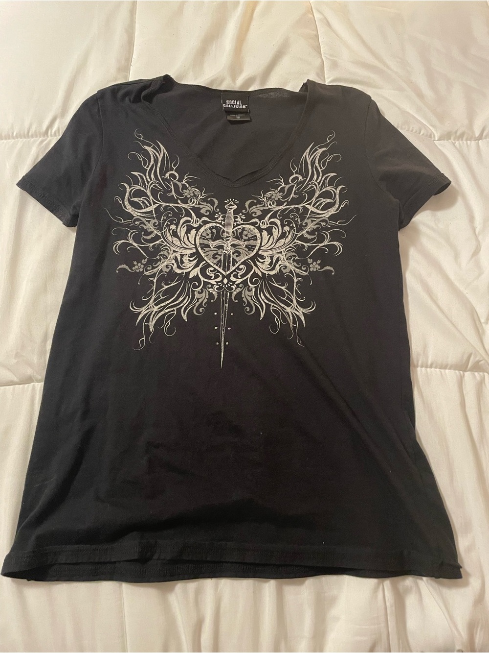 Y2K Grunge Black V-Neck